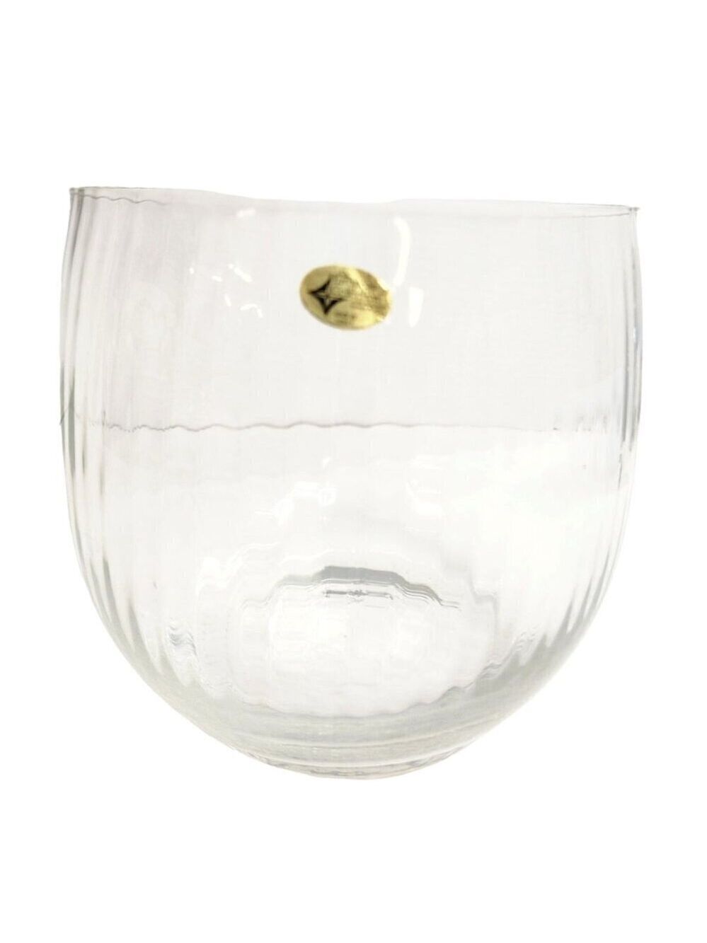 European Collection Blown Ribbed Glass Vase, Bowl  7" x 7" Made In Turkey, Weddi